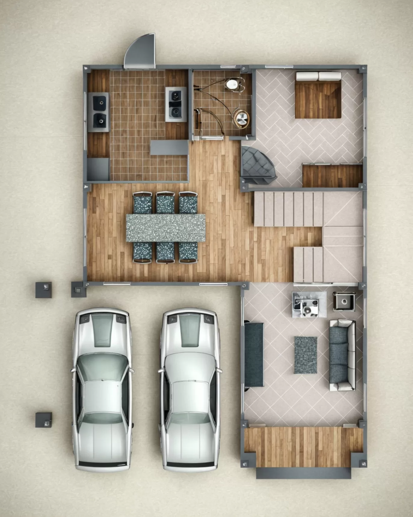 house plan with double garage