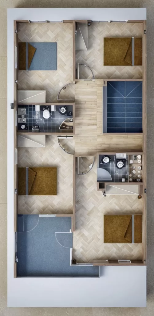 modern floor plan for 23x49 ft house 
