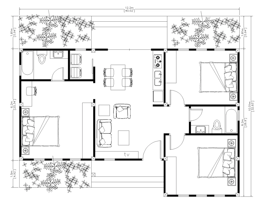 plano casa 12x8 metros con medidas