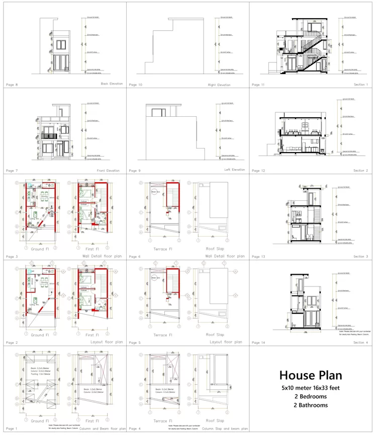 plano de construccion de casa 5 x 10 metros 