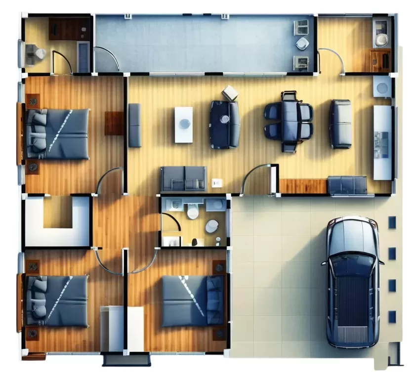 plano de casa de 11x12 metros 